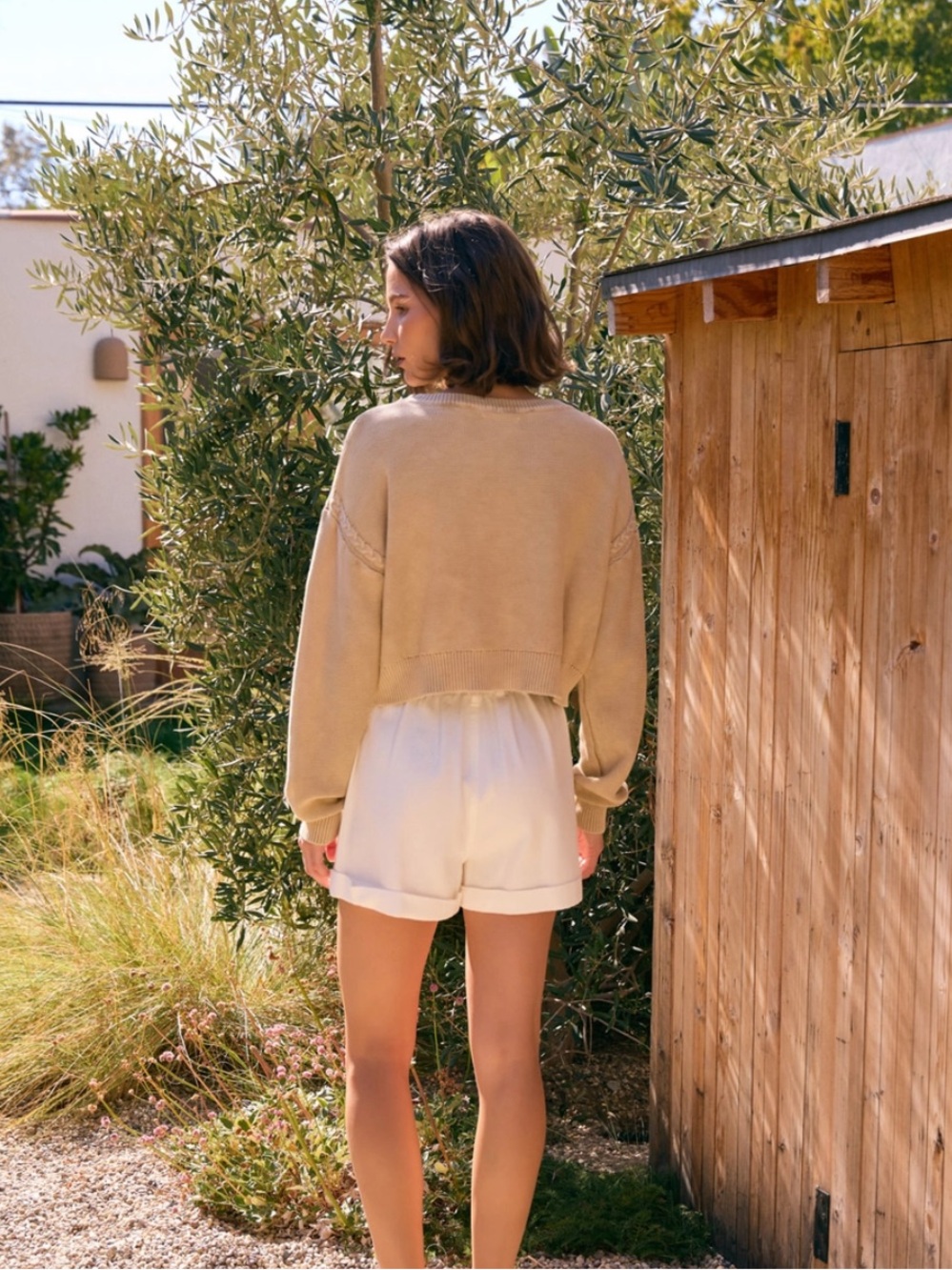 Washed Cable Knit Loose Fit Round Neck Sweater - L - Picture 4 of 4